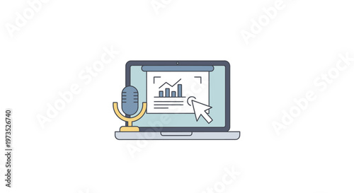 Microphone in front of laptop screen.