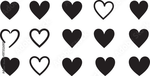 Black and White Heart Symbols Pattern Background