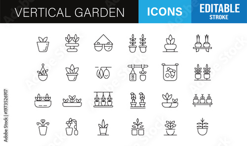 Minimal greenery and plant icons set for home decor, urban gardening and eco lifestyle themes