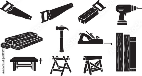 Woodworking tools and equipment for carpentry projects