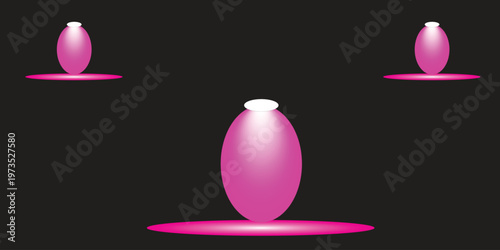 Abstract pink light forms a glowing trio of elongated shapes on dark background