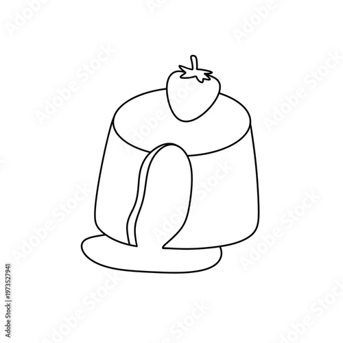 Simple line drawing shows a dessert