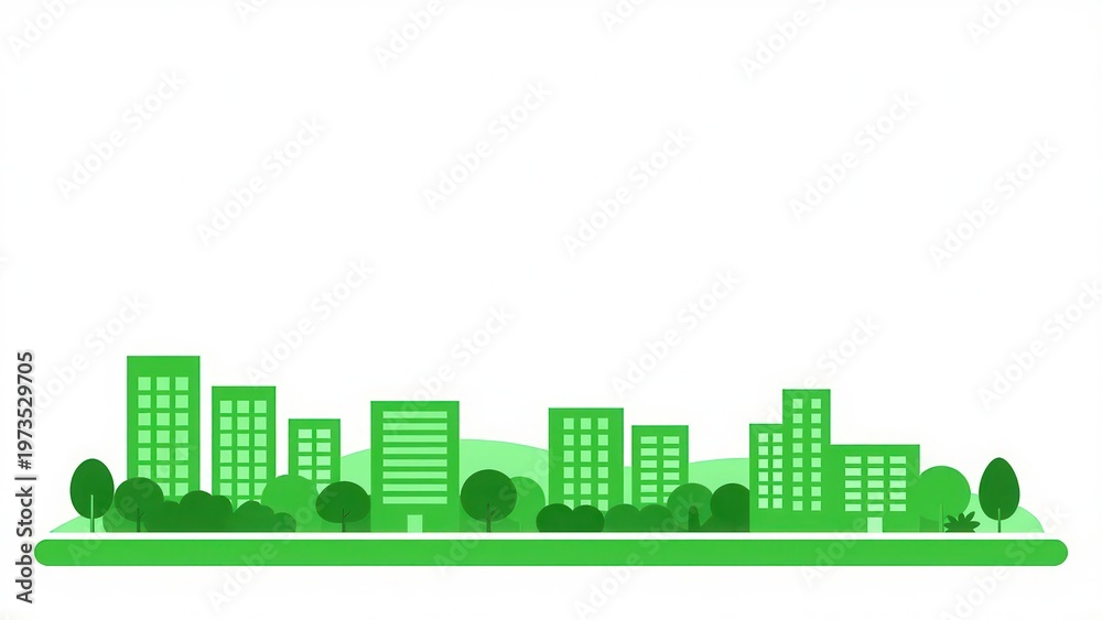 Fototapeta premium Urban Green Corridor: Green belt running through inner city route 