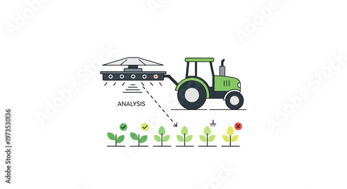 Green tractor seeding farm land.