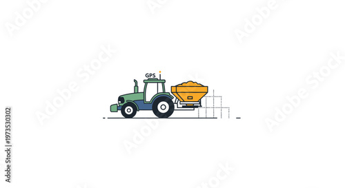 Green tractor with yellow trailer.