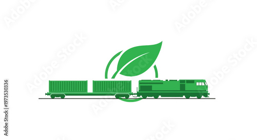 Green train with leaf logo transport.