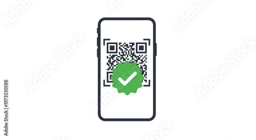 Green verified QR code on smartphone.