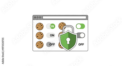 Green shield with cookie settings.