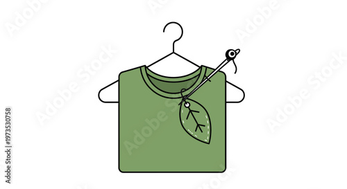 Green shirt with leaf design.