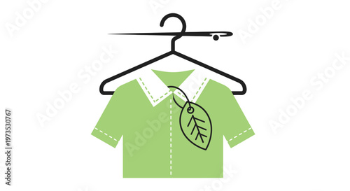 Green shirt with leaf design.