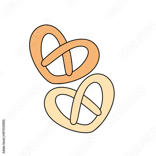 Golden pretzels shaped like classic twists