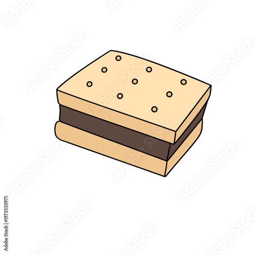 Simple cartoon sandwich with sesame seeds