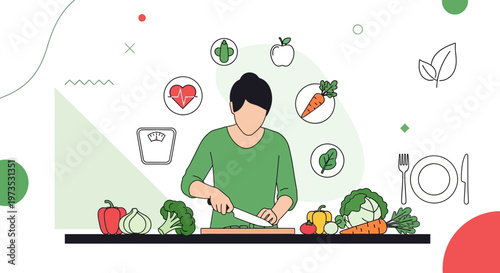 Healthy Eating and Cooking: Person Preparing Fresh Vegetables for a Balanced Diet
