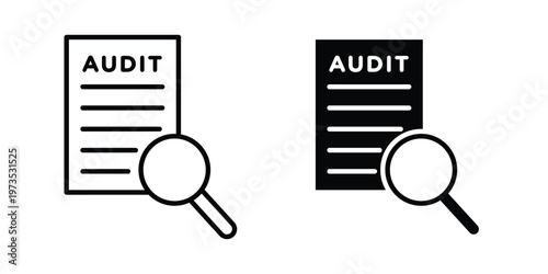 Audit icon symbol. Icon in flat style and line. Black and white