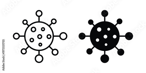 Bacteria icon symbol. Icon in flat style and line. Black and white