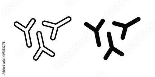 Bifidobacterium probiotics icon symbol. Icon in flat style and line. Black and white