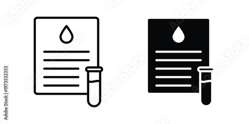 Blood Report icon symbol. Icon in flat style and line. Black and white