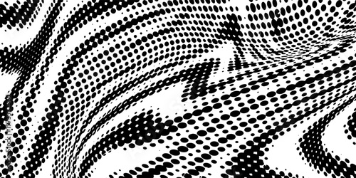Background with irregular, chaotic dots, points, circle. Abstract monochrome pattern. Black and white color.