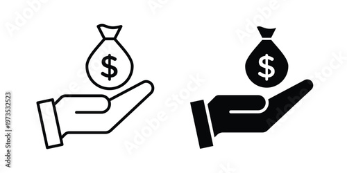 Borrower icon symbol. Icon in flat style and line. Black and white