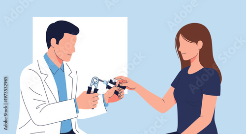 Doctor examining patient with otoscope in medical consultation.