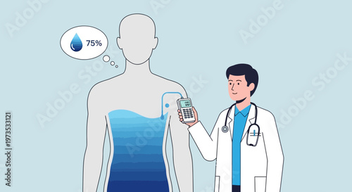 Doctor Measuring Body Water Percentage of Patient.