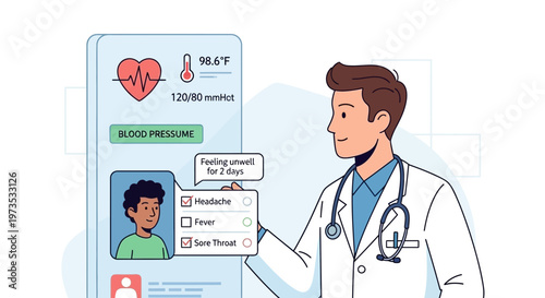 Doctor using digital health app on smartphone for patient care.