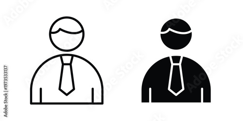 Businessman icon symbol. Icon in flat style and line. Black and white
