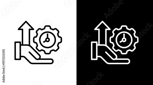 Time Management Strategy White Icon Set Design