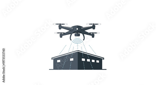 Drone lifting a small house.