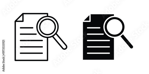 Case studies icon symbol. Icon in flat style and line. Black and white