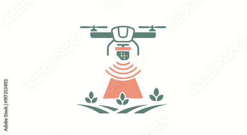 Drone Spraying Agriculture Farm Crops.