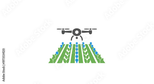 Drone spraying blue liquid on crops.