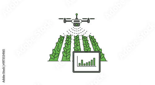 Drone spraying crop farm fields.