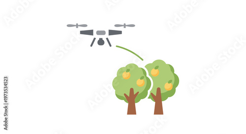 Drone spraying pesticide on trees.