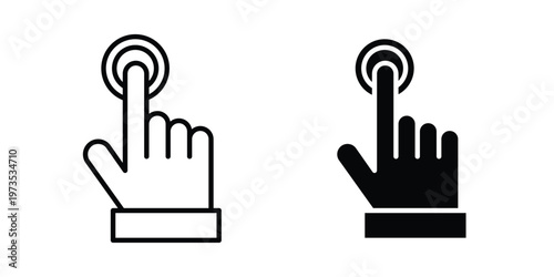 Click Hand icon symbol. Icon in flat style and line. Black and white