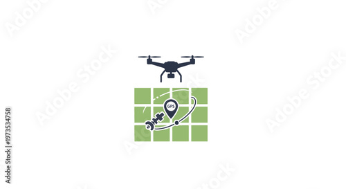 Drone with Map and Location Pin.