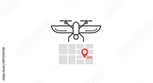 Drone with Map Location Marker.