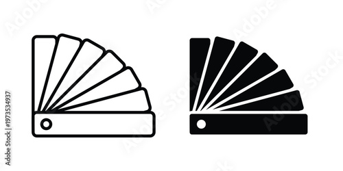 Color swatch icon symbol. Icon in flat style and line. Black and white