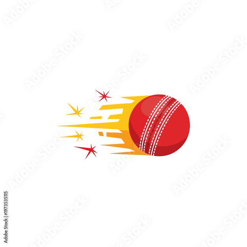 Fast moving red cricket ball graphic.