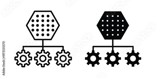 Content management icon symbol. Icon in flat style and line. Black and white