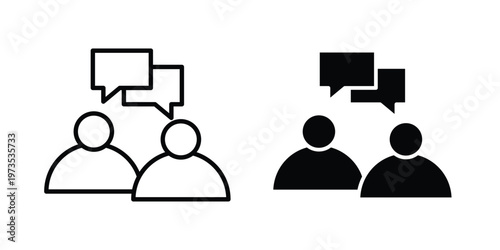 Conversation icon symbol. Icon in flat style and line. Black and white