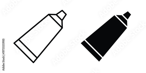 Cosmetic tube icon symbol. Icon in flat style and line. Black and white