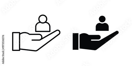 Customer care icon symbol. Icon in flat style and line. Black and white