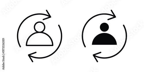 Customer retention icon symbol. Icon in flat style and line. Black and white