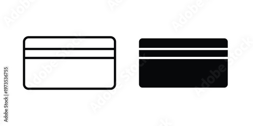 debit card icon symbol. Icon in flat style and line. Black and white