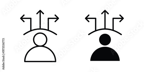 Decision icon symbol. Icon in flat style and line. Black and white