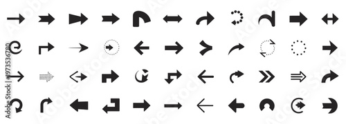 Variety of arrow icons and directional symbols for user interface and graphic design elements