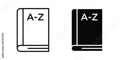 Dictionaries icon symbol. Icon in flat style and line. Black and white
