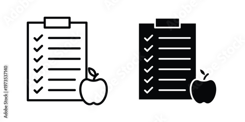 Diet plan icon symbol. Icon in flat style and line. Black and white