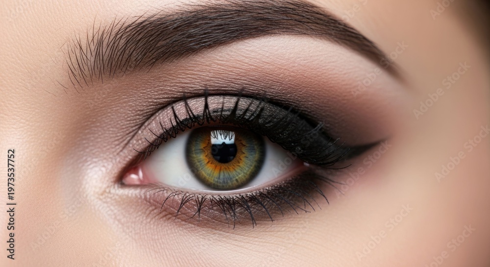 Fototapeta premium Close-up of a glamorous eye, with defined eyeliner and eyeshadow